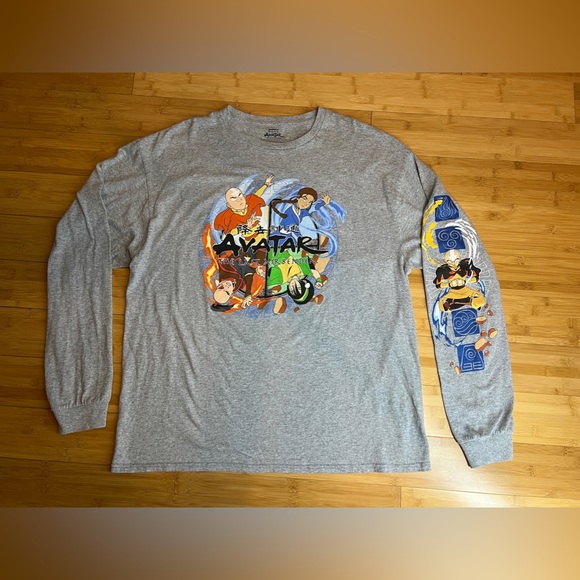 Avatar:The Last Airbender Four Nations Men Gray Long Sleeve T-Shirt|Anime|Sz:XL - Picture 1 of 16